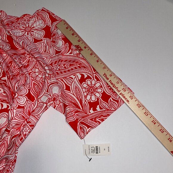 Talbots NWT Red/White Floral Scalloped Neckline 100% Cotton Top - Size 1X - Picture 6 of 7